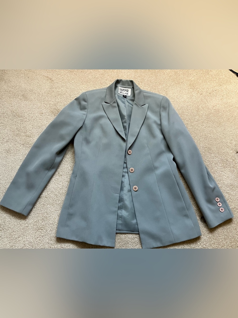Kasper A.S. L. Petite Aquamarine Blue Pantsuit - Picture 4 of 16